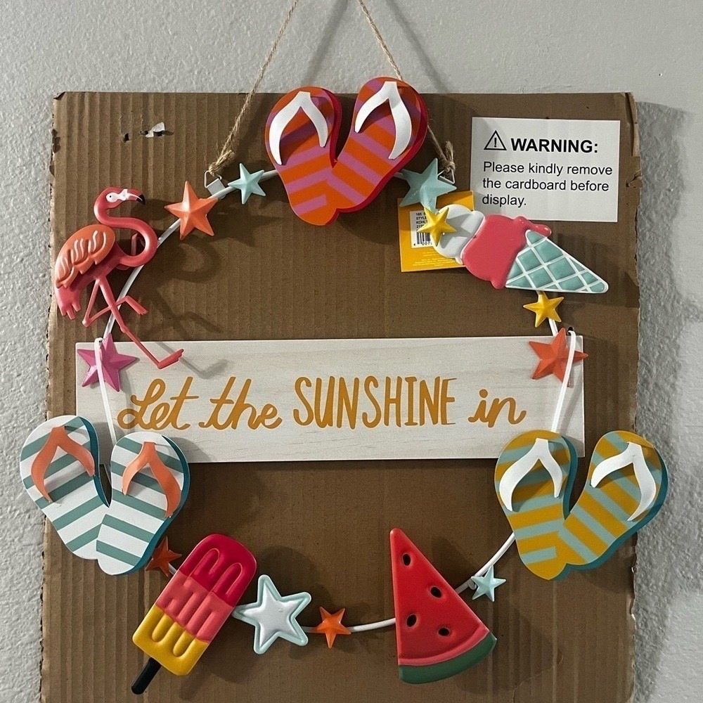 NEW Colorful Summer Metal Front Door Wreath (Flip Flops, Ice Cream, Watermelon)